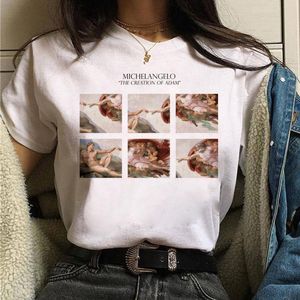 Vaporwave Michelangelo Estetyczne T Shirt Kobiety Moda Harajuku Casual Graphic T-Shirt Tee Samice Tops Clothe