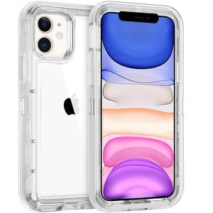 3 IN 1 Shockproof Transparent Phone Cases For iPhone 15 14 Plus 13 Pro Max 12 11 Xs Xr Samsung S24 S23 Ultra S22 S21 Armor Hard PC Protective Cover