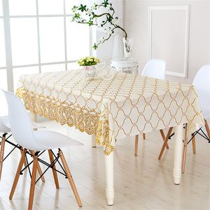 Europa bronzing pvc tablecloth dourando chá mesa de jantar capa impermeável retângulo casa usar tabela pano tapetes toalha de mesa t200707