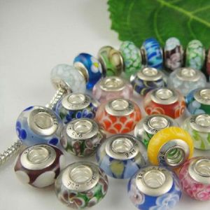 Glass Beads Big Hole Charms Murano Bead Silver Plated 925 Thread Core Loose Beads For DIY Bracelets Necklaces Jewelry Accessories ZHZP001