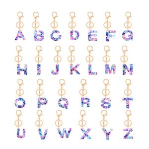 Comércio Exterior Beleza Forma Colorido 26 Letras Brincos Chaveiro Personalizado Colorido Gemstone Resina Brinco Pingente Fábrica Direto Vendas