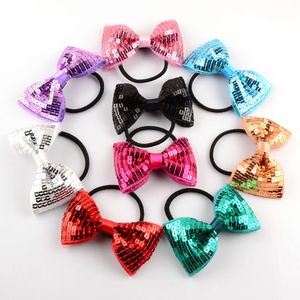 12 st Många Fashion Glitter Girls Sequin Hair Bow With Head Bands Scrunchies For Girl Women