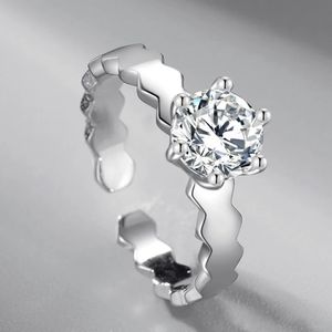 Japonês e coreano S925 Silver Moissanite Diamante Prismático Design Criativo Anel de Proposta Feminina Jóias para namorada Presente