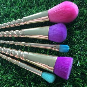 makeup brushes sets cosmetics brush 5 bright color rose gold Spiral shank make-up unicorn screw tools 5pcs set