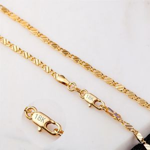 2mm Flat Chains Fashion Luxury Women Jewelry 18K Gold Plated Necklace Chain Mens 925 Silver Plated Chains Necklaces Gifts DIY Accessories