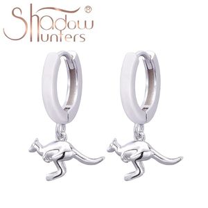 Hoop Huggie Shadowhunters Oryginalny 925 Sterling Silver Biżuteria Kolczyki Zwierząt Little Kangaroo Dangle Dla Kobiet Oświadczenie Prezent