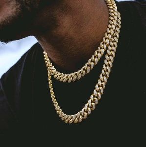 Lüks Miami Küba Zincirleri Kolye Erkekler Için 15mm Tıknaz Gümüş Altın Link Zinciri Moda Rhinestone Hip Hop Rapçi Kolye Bling Kadın Hiphop Buzlu Out Takı Hediyeler