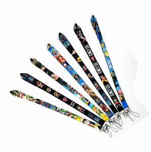 50pcs Cartoon Japan Anime One Piece Neck Strap Lanyards Badge Holder Rope Pendant Key Chain Accessorie New Design boy girl Gifts Small Wholesale
