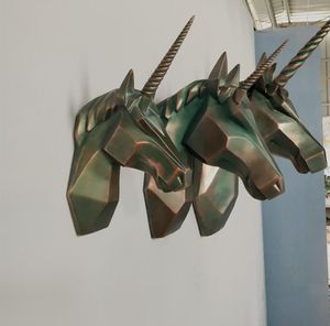Ein gehörntes Pferd Dekoobjekte Retro Home Bar Club KTV Einkaufszentrum Supermarkt Wanddekoration Bronze