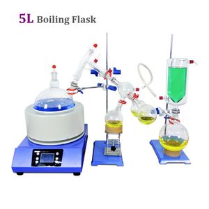 ZZKD Lab Supplies 5L Short Path Distillation&Magnetic Stirring Electric Heating Mantle&5L -10°C Cooling Chiller&Rotary vane Vacuum Pump 220V/110V