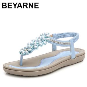 Beyarnes 패션 여성 비치 플립 플롭 샌들 구슬 숙녀 청소년 여성 여름 신발 통기성 편안한 샌들