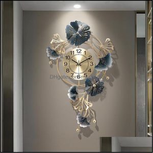 Wall Clocks Home Decor & Garden Nordic Luxury Ginkgo Leaf Wrought Iron El Store Porch Sticker Crafts Livingroom Hanging Decoration Drop Deli