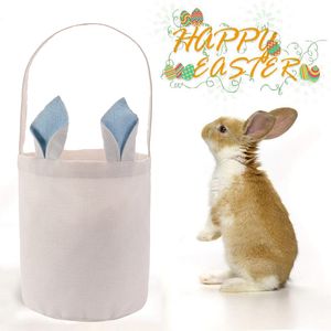 Spersonalizowany Easter Bunny Torba świąteczny Sublimacja Królik Kosz Długi Ear Decor Candy Toy Bucket Outdoor Przenośny Piknik Torebka