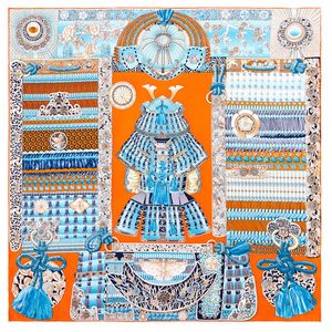 Manuell handrullad kypert sidenscarf Dam Palace Tofs Fyrkantiga halsdukar Echarpes Foulards Femme Wrap Bandana Hijab 90CM*90CM