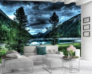 Wall Wallpaper 3d Wallpaper For Kitchen Dreamy Blue Forest Romantic Landscape Decorative Silk 3d Mural Wallpaper