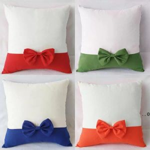 40x40cm Bow Pillow Covers Sublimation Blanks DIY Printing Cushion Pillowcases with Zipper CG001