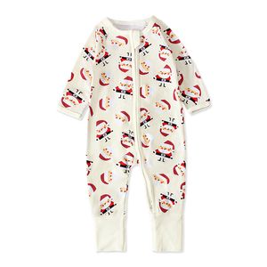 Natale Autunno Pagliaccetto per bambini Abbigliamento Manica lunga Cerniera Cartoon Babbo Natale Stampa Tute Xmas Boutique Abbigliamento per bambini M2869