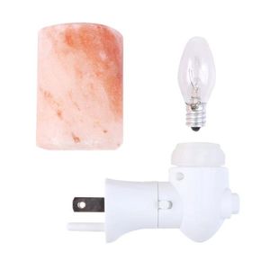 Exquisite Cylinder Natural Rock Salt Himalaya Salt Lamp Air Purifier with Wood Base Amber for Indoor Lighting
