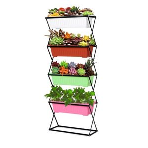 3/4 Tier Jardim Plantador Flor Pote Plant Holder Stand Metal Folding Plant Stand Planta Prateleira 19.5kg / 26kg Capacidade Y200709