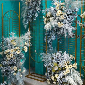 Blå tema bröllop dekoration simulering blommor hall med konstgjorda blomma guide Wall Star Ocean teman