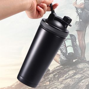 25ozプロテインシェーカーウォーターボトル750ml 18/8ステンレス鋼絶縁真空2壁取り外し可能な泡立て器スポーツパウダーミルクミキサー漏れ