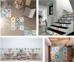 Bakgrundsbilder Kakelpasta Kök Vattentät PVC Tile Patch Bohemian Mönster Självhäftande Anti-Skid Small Wall Sticker