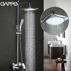 GAPPO bathroom bath set chrome mixer rain waterfall shower head bathtub faucet G2448 LJ201211