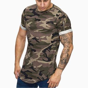 2019新しい男性TシャツボディービルディングスリムOネック半袖Tシャツ男性カジュアルジョガーフィットネス迷彩ティートップスジム服G1222