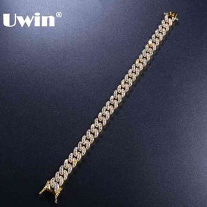 UWIN 9mm Cubic Zirconia Cuban Link Bracciali per uomo Donna Moda Hiphop Oro Argento Colore Bling Bracciale Gioielli Goccia 220210