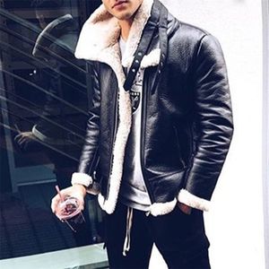 Trend Herren PU Lederjacke Winter verdicken Faux Pelzmantel Männer Casual Punk Motorrad Mäntel warme Jacken 3XL Plus Größe Outwear 201026