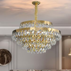 Modern light luxury crystal chandelier living room bedroom personality chandelier lighting stainless steel atmospheric crystal pendant lamps