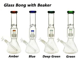 Cam Nargile Bongs Borular Rig 14 inç Beher ile Tyle PERC 14 / 19mm Downstem ve Kase 4 Renkler için 950 g / PC GB056