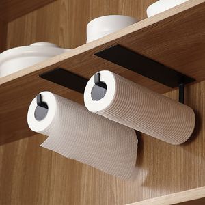 Non Perforated Paper Towel Holders Self-Adhesive Kitchen Tissue Holder Bathroom Toilet Roll Paper Hanger  Film Hook Storage Rack Wall Hanging Shelf ZL0576