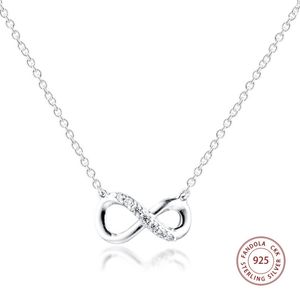 Mousserande Infinity Collier Necklace Pendants 925 Sterling Silver Statement Chain Halsband för kvinnor Mode Smycken 2020 Ny Q0531