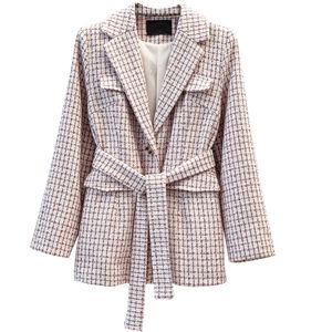 moda autunno nuovo design viola giacca di tweed donna capispalla monopetto 201109