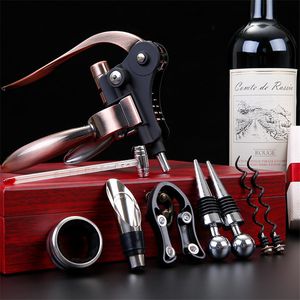 9 Pcs/set Zinc Alloy Rabbit Shape Red Wine Opener Tool Set Cork Bottle Opener Kit Professional Corkscrew Pourer Set Gift Box Set 201201