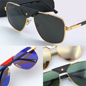 Nuovi occhiali da sole dal design alla moda 0097 montatura quadrata retrò in metallo con piccola lente uv400 all'ingrosso di alta qualità in pelle vintage all'avanguardia in stile pop