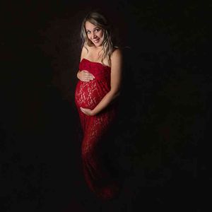 New Maternity Photography Props Maxi Long Soft Pregnant Gown Ruffles Sleeves Lace Costume for Women Fancy Photo Shooting G220309