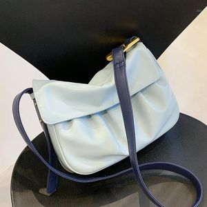 Evening Bags Design Simple Flap PU Leather Shoulder Crossbody Bag For Women 2022 Summer Tends Green Handbags And Purses Blue