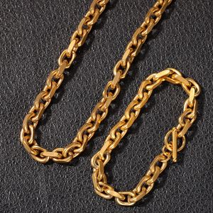 Men Hip Hop Złoty łańcuch Naszyjnik moda łańcuchy ze stali nierdzewnej Bransoletka Naszyjka Zestaw biżuterii Zestaw biżuterii