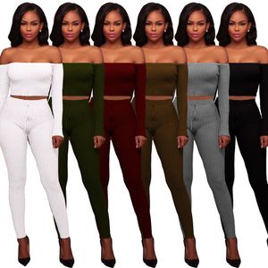 women two piece sets high elasity long sleeve shirts long pants sets sexy party clothes women's two piece pants 2382