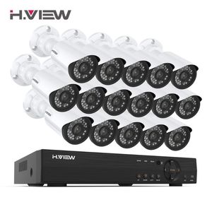 Vente en gros H.View 16ch Système de surveillance 16 1080P Caméra de sécurité extérieure 16CH CCTV DVR Kit vidéo Surveillance vidéo Vue télécommande Android