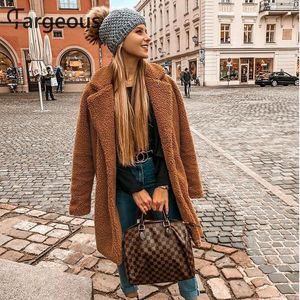 Yardımcı Uzun Faux Kürk Kış Ceket Kaban Kalın Kabarık Kadınlar 5 Renkler Mont Streetweat Chic Katı Kürk Ceket