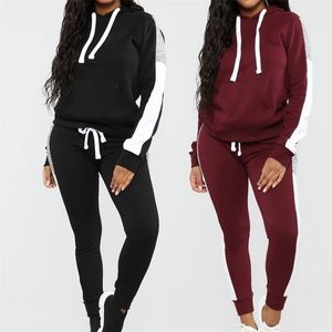 Puimentiua manga longa tracksuit mulheres faixa running conjunto de inverno outono jogging suor calças sportswear feminino esporte ternos T200702