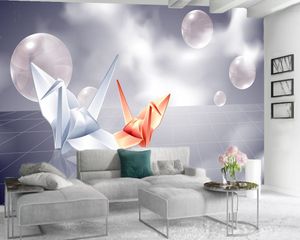 Papier ścienny nowoczesny mural 3d tapety pomyślny żuraw papierowy salon sypialnia tło ściana dekoracyjna 3d mural tapeta