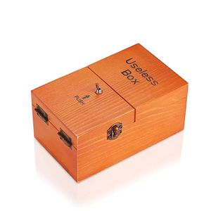 Useless Boxs party Turns Itself Off Wooden Storage Box Alone Machine Fully Assembled in Box Gifts for Adults and Children