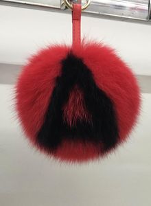 Personalizado 15cm grandes insetos fofos pompom chaveiro alfabeto bola de pele de raposa pom pom chaveiro mochila bolsa encantos presente 177