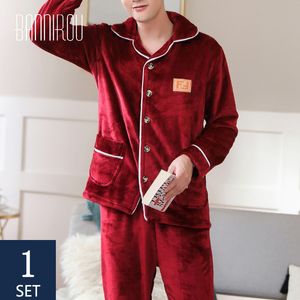 Bannirou Pijamas para Homem Set Sleepwear 100% Velvet Quente Pijama Winter Ternos Sleepwear Homens Casa Roupas 2020 LJ201112