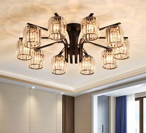 3/6/8 Heads Crystal LED Chandeliers Lighting Modern Wrought Iron Lustre Luminaire Ceiling Chandeliers for Living Room Kitchen