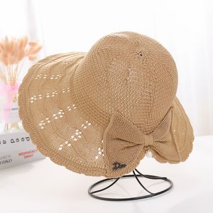 Hat Lady's new back opening big brim basin hat pure knitting fisherman's hat with pearl bow Y0910